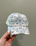 Blue Floral & Pearls Trucker Hat
